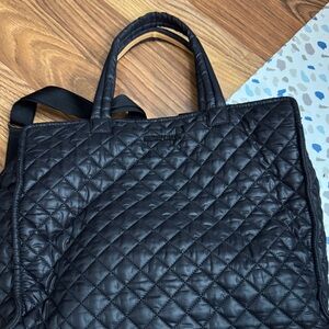 MZ Wallace Black Large Metro Box Tote Quilted Laptop Tote in Black